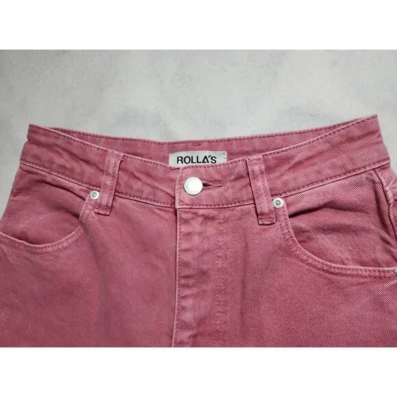 Rolla's Womens 25 Wide Leg High Rise Waisted Sailor Jeans Pink Blush Retro 27"IS - Picture 5 of 7